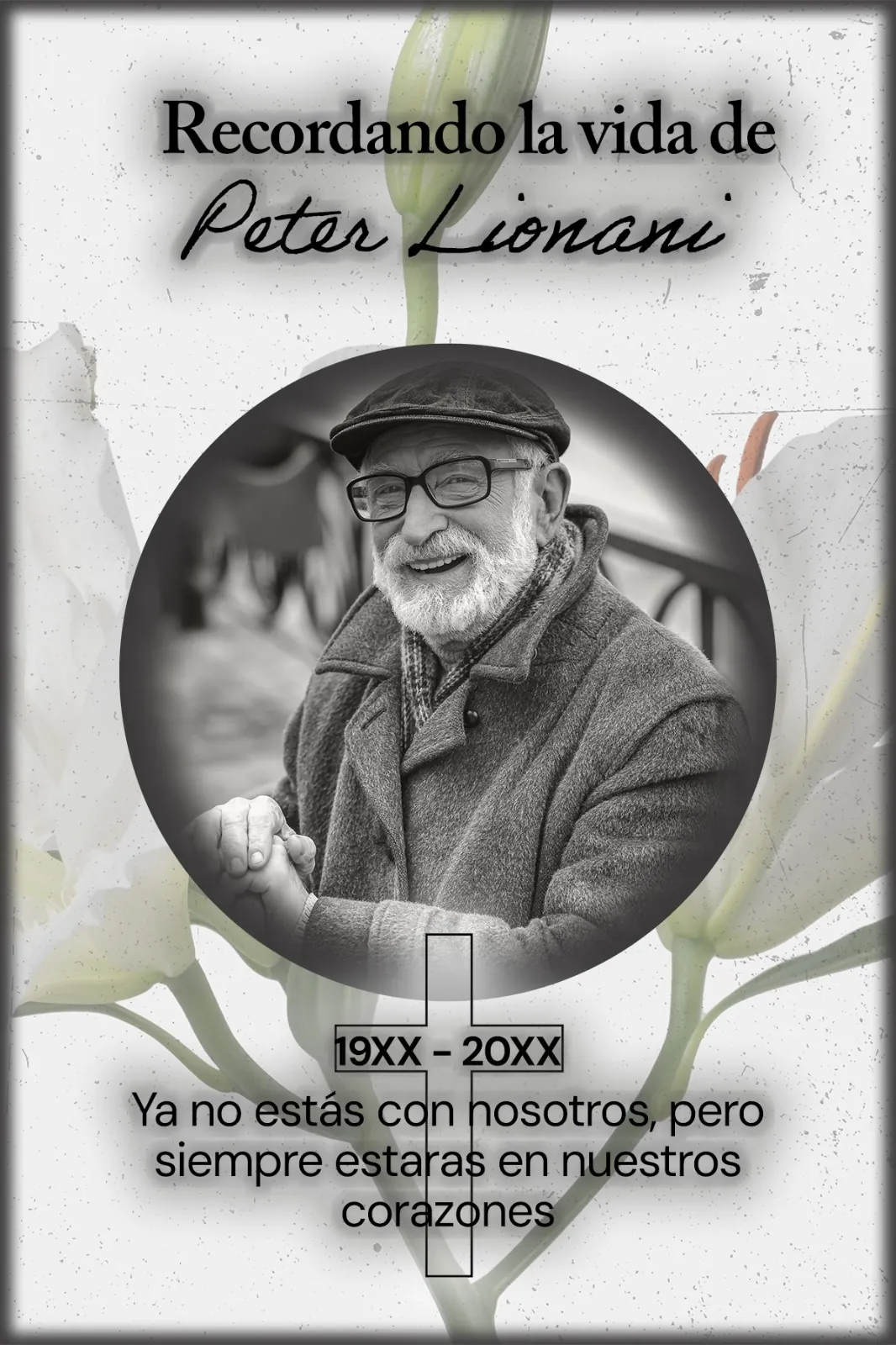 Ejemplo de homenaje póstumo enmarcado